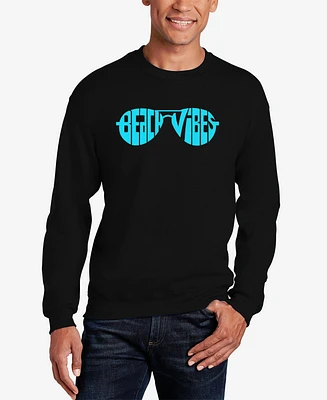 La Pop Art Men's Beach Vibes Word Crewneck Sweatshirt