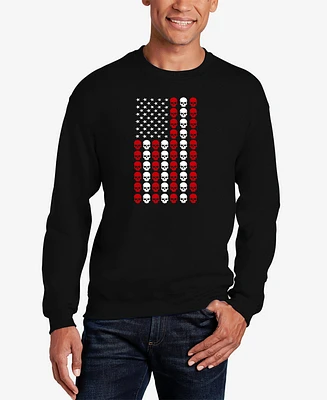 La Pop Art Men's Skull Flag Word Crewneck Sweatshirt