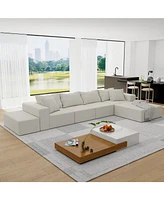Modern Upholstered Sectional Sofa Couch Set, 132" L-Shaped