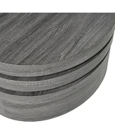 Multi-Functional Oval Rotating Coffee Table with 3 Layer Surfaces