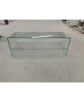 Clear Glass Tv Table, Tempered Clear Glass Tv Stand for Living Room