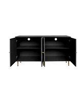 Black Lacquered 4-Door Sideboard Cabinet for Living Room and Beyond