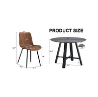 Modern 42" Round Dining Table Set with Comfortable Fabric Chairs