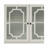 Two Glass Door Sideboard Cabinet with Adjustable Shelves