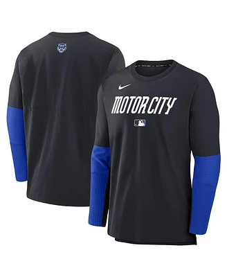 Nike Men's Black Detroit Tigers Authentic Collection City Connect Lightweight Player Tri-Blend Performance Long Sleeve T-Shirt