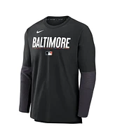 Nike Men's Black Baltimore Orioles Authentic Collection City Connect Lightweight Player Tri-Blend Performance Long Sleeve T-Shirt
