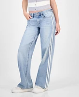 Celebrity Pink Juniors' Varsity Stripe Slouchy Straight-Leg Jeans