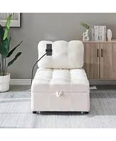 40.20 inches long, Teddy Sofa Fabric,a convertible sofa-bed, for Apartment Office Living Room - Beige