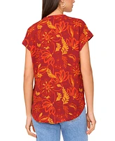 Vince Camuto Women's Printed V-Neck Placket Blouse