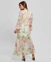 Guess Women'e Talia Tropical-Print Front-Slit Maxi Dress