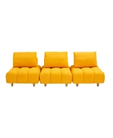90 inches long, Teddy Sofa Fabric, with spacious and comfortable seats, for Apartment Office Living Room -Yellow