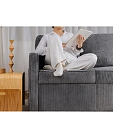 Retractable 3-Seat Sofa for Small Spaces, Gray Corduroy