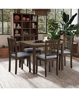 Mid-Century Modern Dining Set: Table and 4 Upholstered Chairs