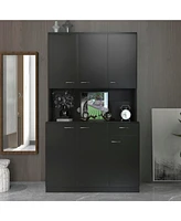70.87" Tall Wardrobe & Kitchen Cabinet, With 6-Doors, 1-Open Shelves And 1-Drawer For Bedroom