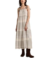 Lucky Brand Women's Striped Cotton Tiered Maxi Dress