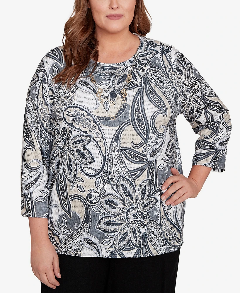 Alfred Dunner Plus Reversible Paisley Top