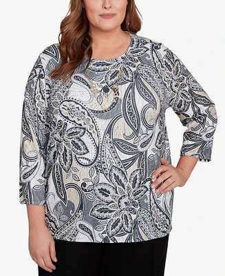 Alfred Dunner Plus Reversible Paisley Top