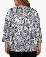 Alfred Dunner Plus Reversible Paisley Top
