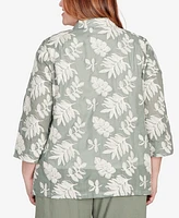 Alfred Dunner Plus Soutache Leaf Top with Necklace