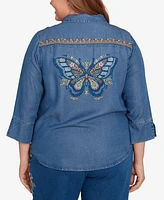 Alfred Dunner Plus Embroidered Butterfly Top