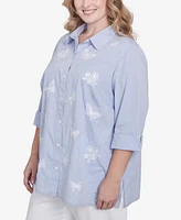 Alfred Dunner Plus Striped Butterfly Top