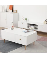 Modern 64" White Tv Stand with Ample Storage and Solid Wood Legs