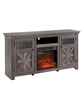 Farmhouse Cabinet with Fireplace Insert, 60.23"W x 15.35"D x 31.7"H