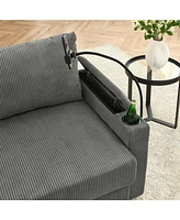 Modern Sofa Bed with Storage, Ottomans, & Charging Ports
