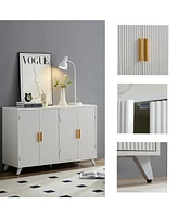 Ivory White 4-Door Sideboard Buffet with Removable Shelves