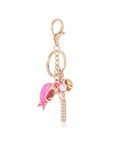 Juicy Couture Bow Charm Keychain – Stylish Gold & Pink Bling Accessory