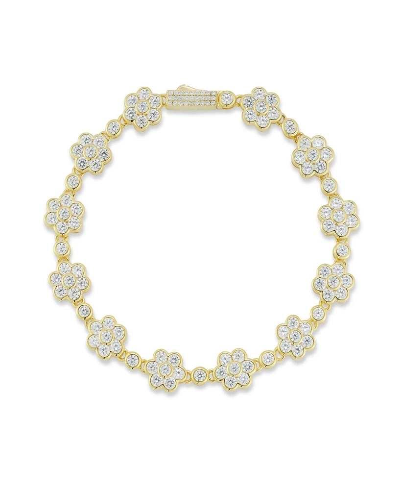 Rachel Zoe 14K Gold Plated Sterling Silver Flower Tennis Bracelet