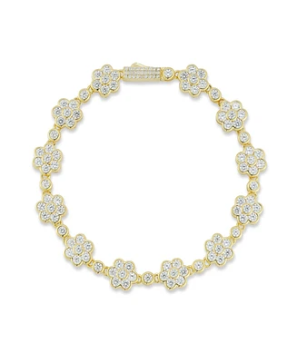 Rachel Zoe 14K Gold Plated Sterling Silver Flower Tennis Bracelet