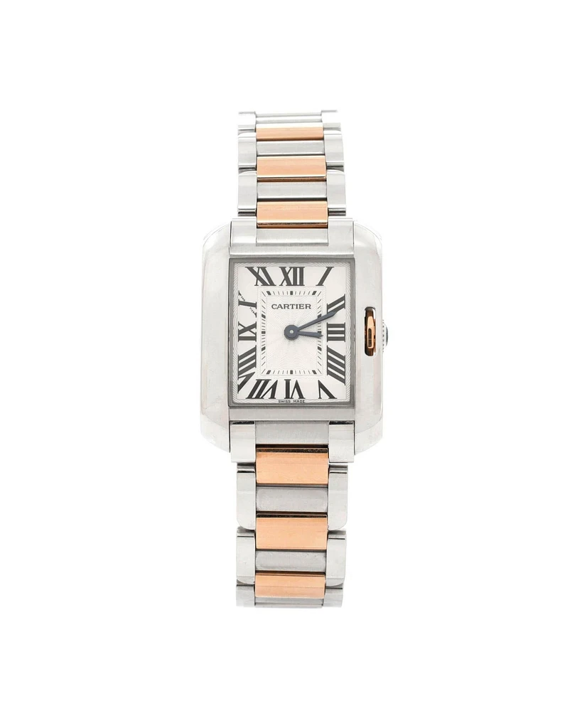 Pre-Owned Cartier Tank Anglaise Quartz Watch in Stainless Steel and Rose Gold 23mm