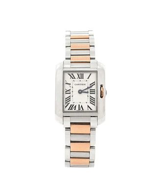 Pre-Owned Cartier Tank Anglaise Quartz Watch in Stainless Steel and Rose Gold 23mm