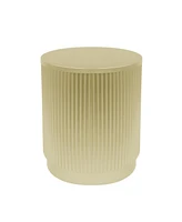 Golden Round Side Table With Vertical Stripes