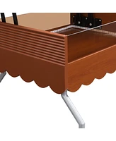 Round Lift-Top Coffee Table with Wheels, Metal Frame and Multi-Color Lighting in 27.6"