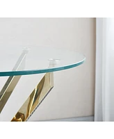 Modern Round Tempered Glass End Table With Chrome Legs