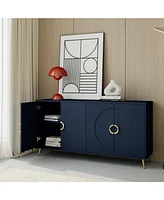 Modern Lacquered 4 Door Wooden Cabinet Sideboard Buffet Server Cabinet Storage Cabinet, for Living Room, Entryway, Hallway, Office, Kitchen and Dining