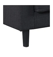 3-Seat Dark Grey Knockdown Sofa with Ottoman and Storage