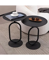 Metal End Table, Round Side Table, Small Coffee Table for Living Room