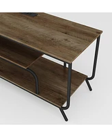 Stylish Tv Stand with Outlets & Led Lights for TVs up to 55