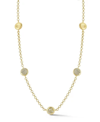 Rachel Zoe 14K Gold Plated Sterling Silver Pave Button Station Necklace