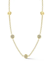 Rachel Zoe 14K Gold Plated Sterling Silver Pave Button Station Necklace