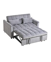 Convertible Sleeper Sofa Bed with Velvet Loveseat