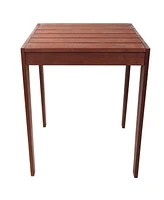 Meranti Wood with Mahogany Teak Oil Finish Patio Table - 23.75-Inch Square Wood Patio Table - Outdoor Table for Patio, Deck, Porch, or Yard