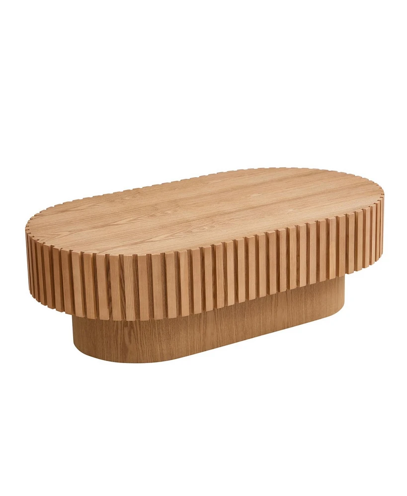 Modern Handcraft 43.7" Oval Coffee Table, Ash Finish