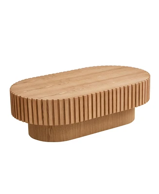 Modern Handcraft 43.7" Oval Coffee Table, Ash Finish