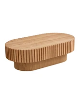 Modern Handcraft 43.7" Oval Coffee Table, Ash Finish