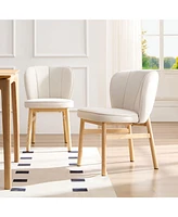 Ash Wood Upholstered Dining Chairs, Set of 2: Modern Armless Chairs for Home & Restaurant