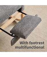 Modern Rocking Chair with Solid Wood Legs, Upholstered Nursery Glider, Comfortable Side Pocket Armchair